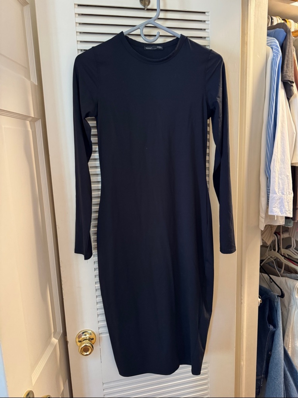 Zara Black Long-Sleeve Midi Dress